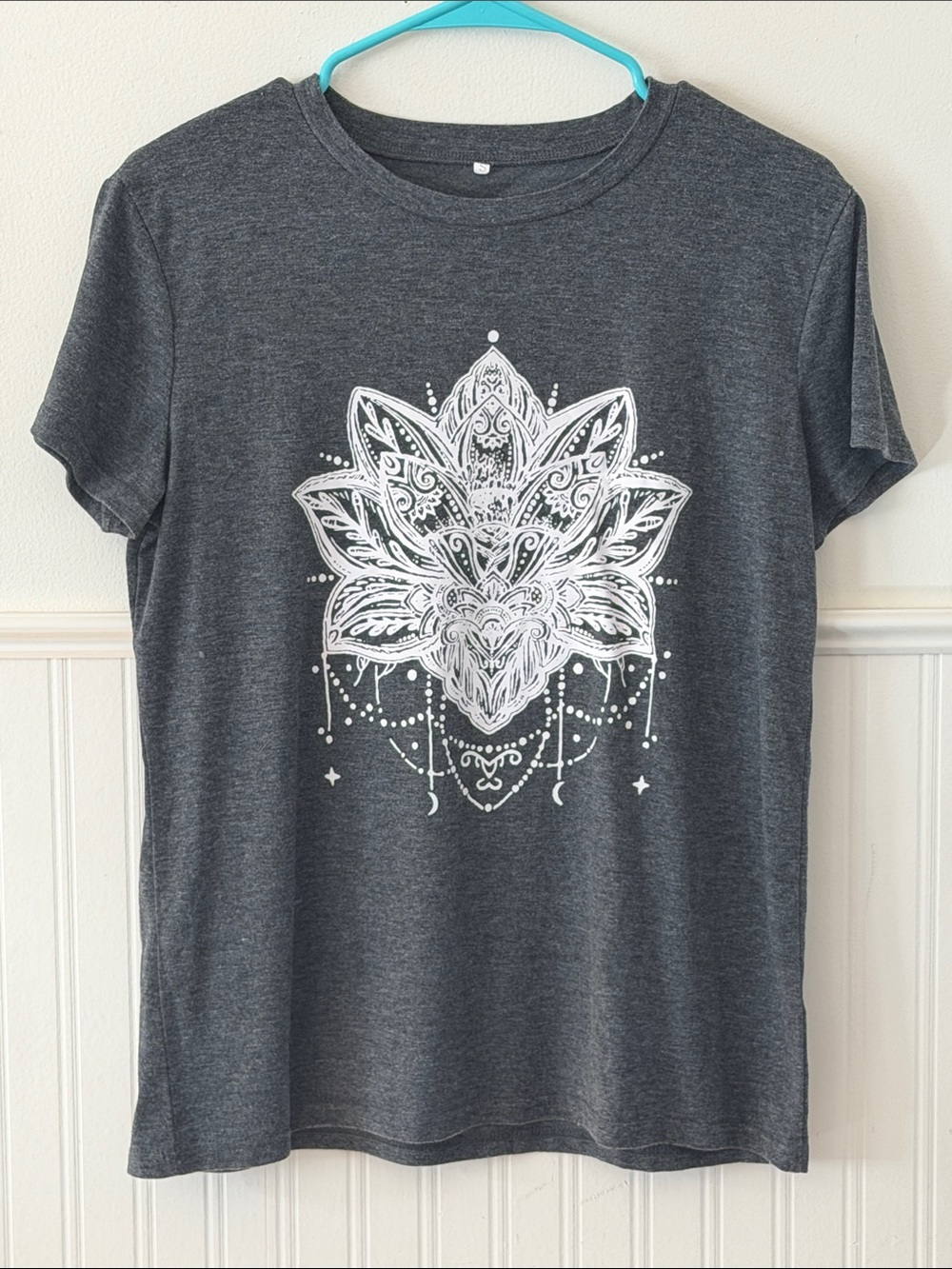 Charcoal Gray Graphic Lotus Tee - Unbranded